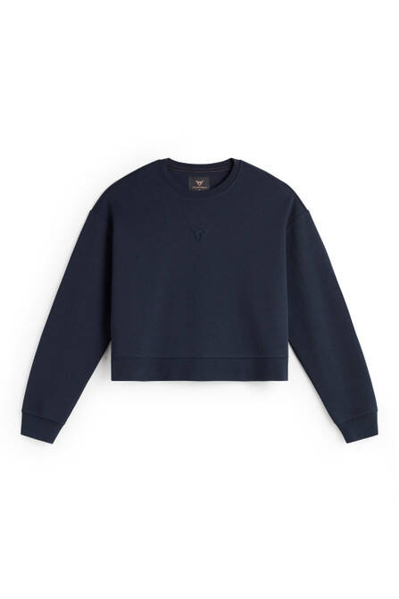 Crewneck Sweatshirt Crop Top - Moonslate Blue